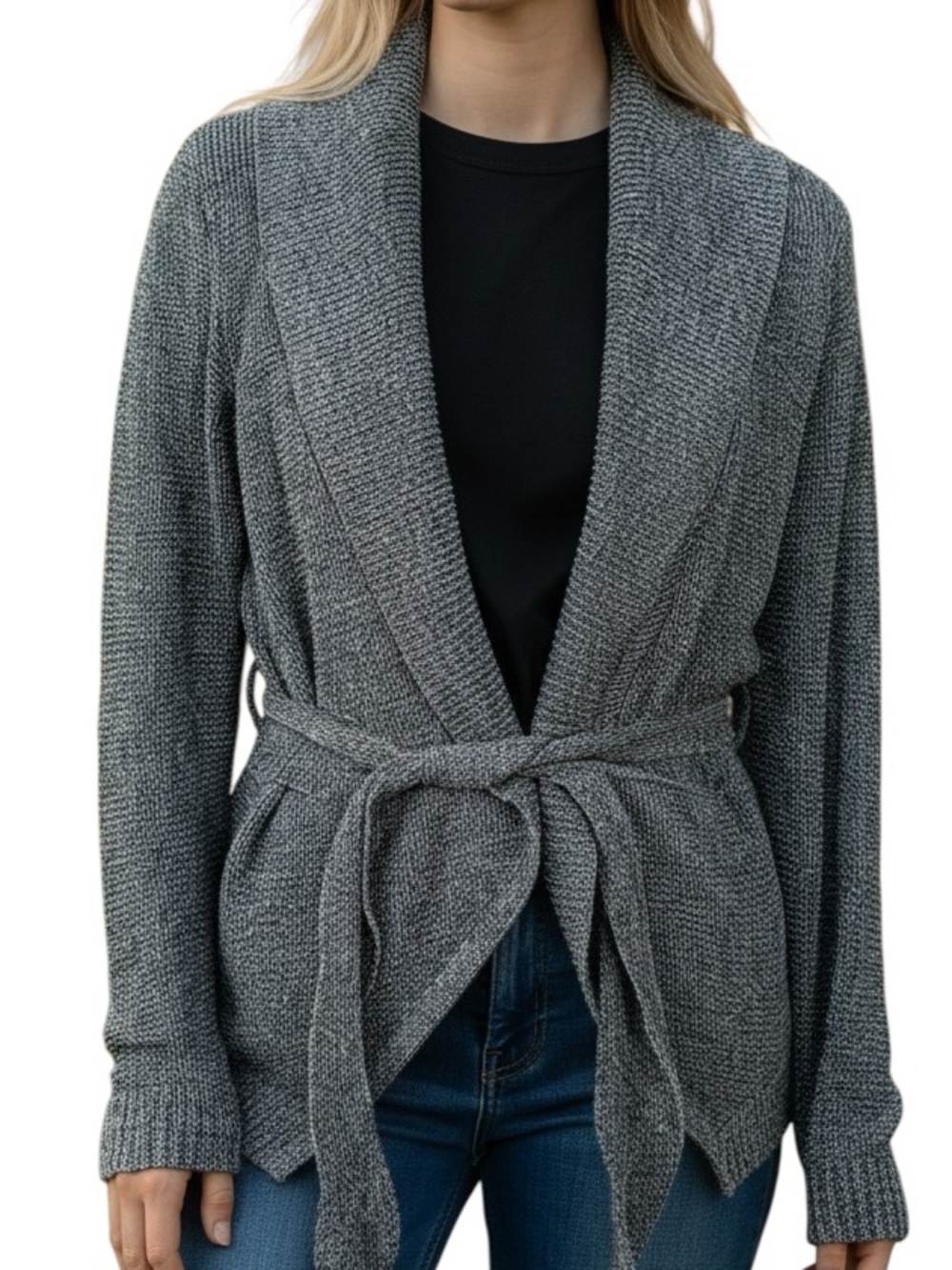 MATILDA JANE: Gray Tie-Waist Cardigan -Size Medium